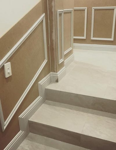 Custom Creations wainscoting wall panelling installation in Sorrento WA home stairway